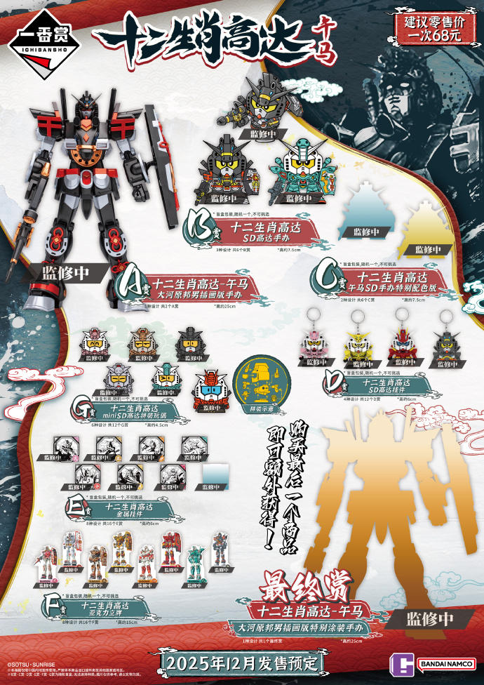 BANDAI NAMCO 2025年12月: 一番賞十二生肖高達午馬@人民幣68