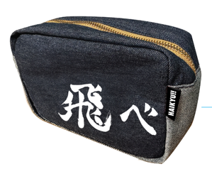 A black and grey bag with white writing Description automatically generated