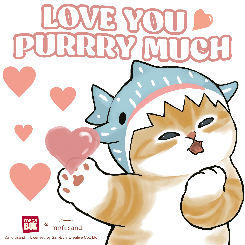 A cartoon of a cat holding a heart

Description automatically generated