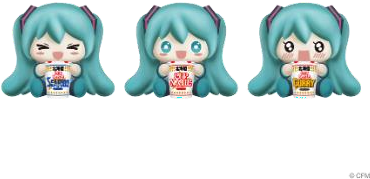 A group of blue haired dolls holding a bucket of food AI-generated content may be incorrect.