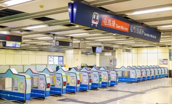 A row of machines in a subway station AI-generated content may be incorrect.